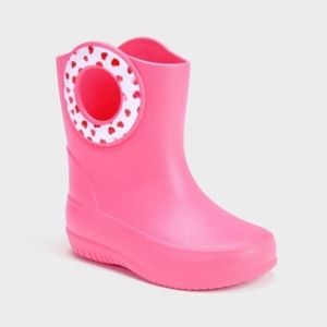 Okabashi Girls Kendall Pink Heart Rain Boots
